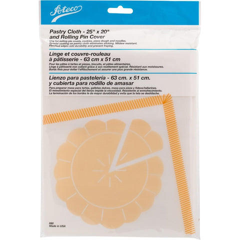Ateco 690 Canvas Pastry Cloth and Rolling Pin Cover, 25 x 20 Inch
