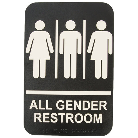 TableCraft Products 695652 ADA All Gender Restroom Sign with Braille, 9 x 6 Plastic