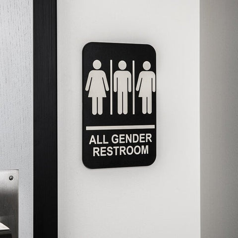 TableCraft Products 695652 ADA All Gender Restroom Sign with Braille, 9 x 6 Plastic