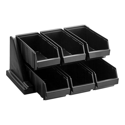Cambro 6RS6110 Black Versa 6-Bin Condiment and Flatware Organizer Rack