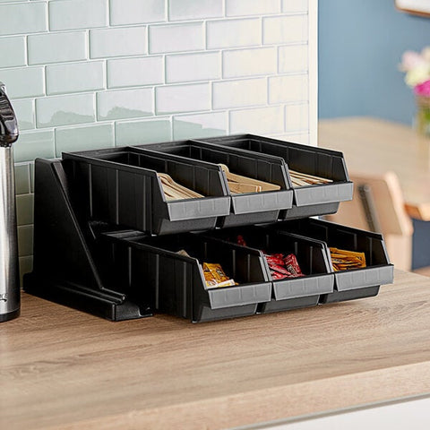 Cambro 6RS6110 Black Versa 6-Bin Condiment and Flatware Organizer Rack