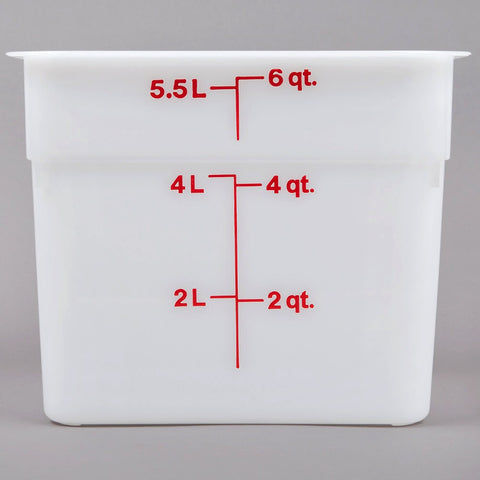 Cambro 6SFSP148 6 Qt. White CamSquare Polyethylene Food Storage Container
