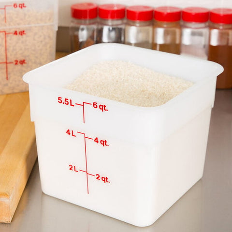 Cambro 6SFSP148 6 Qt. White CamSquare Polyethylene Food Storage Container