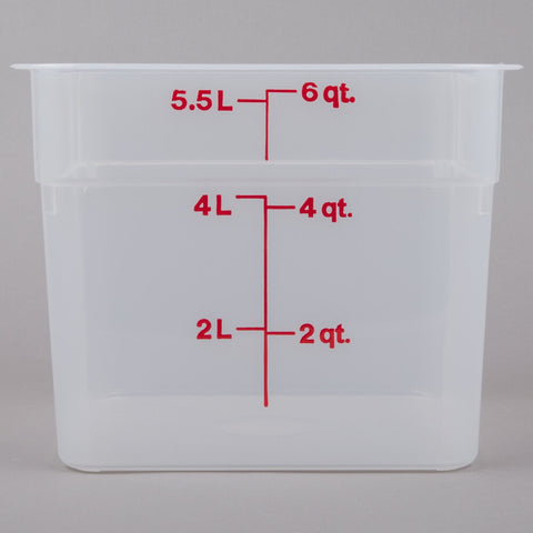 Cambro 6SFSPP190 6 Qt. Translucent Square Polypropylene Food Storage Container