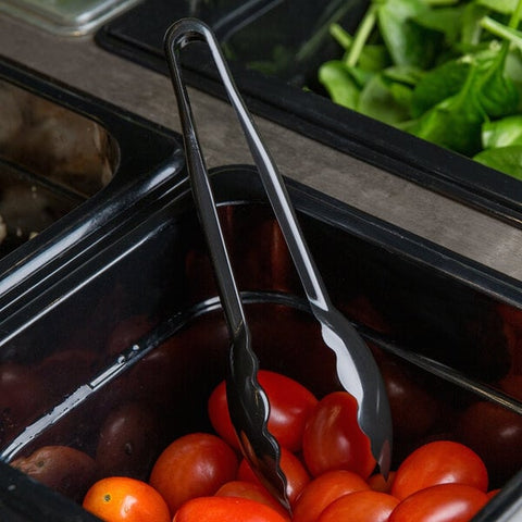 Cambro 6TGS110 Lugano 6" Black Scallop Grip Plastic Tongs
