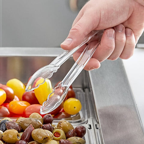 Cambro 6TGS135 Lugano 6" Clear Scallop Grip Polycarbonate Tongs