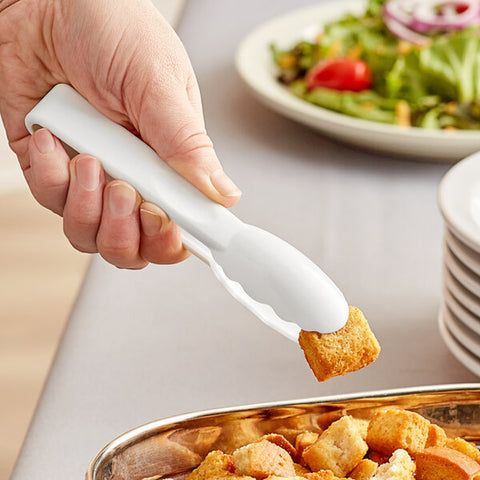 Cambro 6TGS148 Lugano 6" White Scallop Grip Plastic Tongs