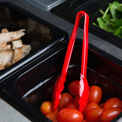 Cambro 6TGS404 Lugano 6" Red Scallop Grip Plastic Tongs