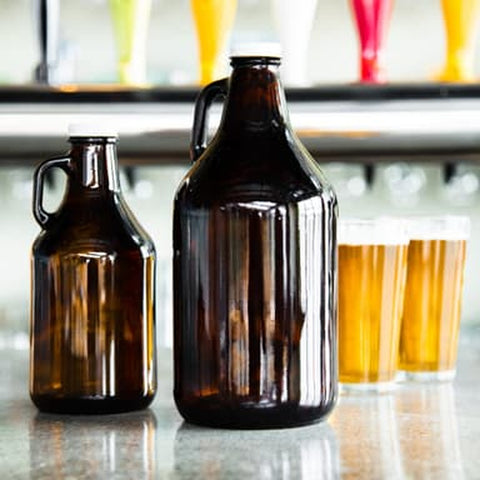 Libbey Glass 70217 64 oz. Amber Growler with Lid