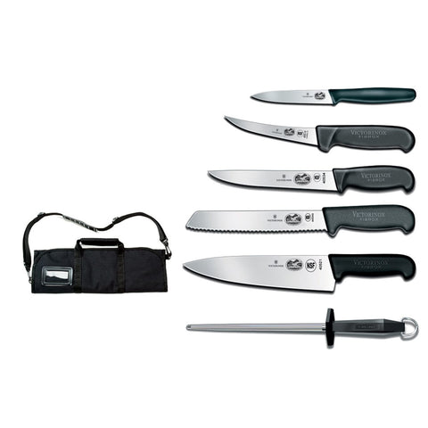 Victorinox 7.4012-X10 7-Piece Fibrox Pro Cutlery Roll Set with Canvas Case