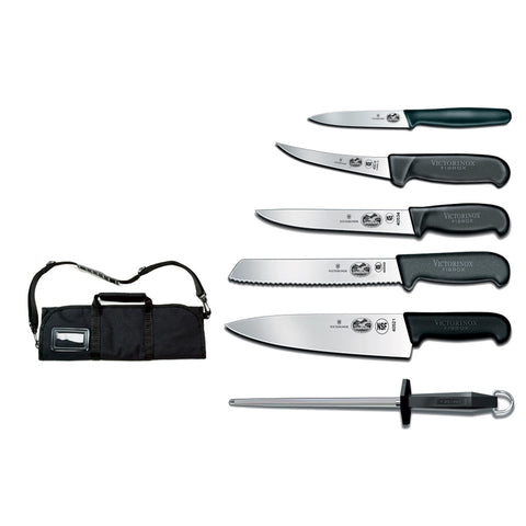 Victorinox 7.4012-X10 7-Piece Fibrox Pro Cutlery Roll Set with Canvas Case