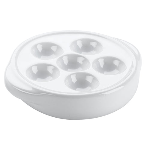 Browne USA Foodservice 744041 White Stoneware 6-Hole Escargot Plate