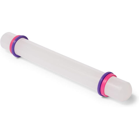 Ateco 7512 Fondant Rolling Pin with Adjustable Thickness Bands, 8.75-Inch Nonstick Plastic
