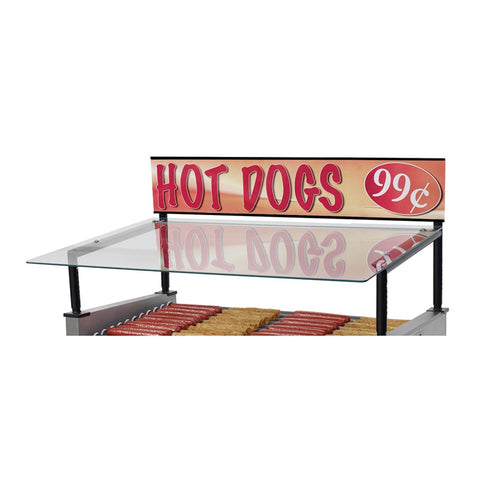 Star 75SG-G Grill-Max Hot Dog Roller Grill Sneeze Guard for 36" x 28" Grills - Glass Canopy, Steel Frame
