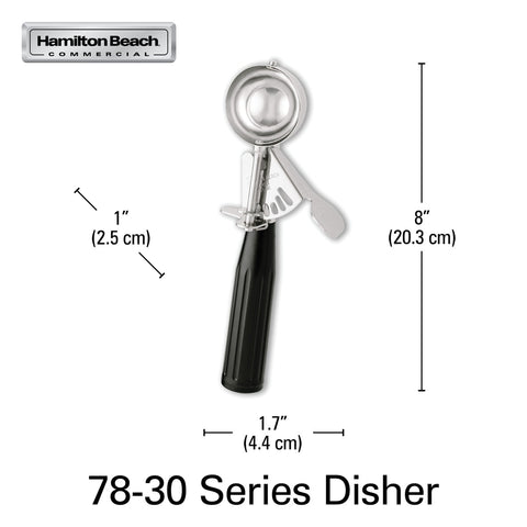 Hamilton Beach 78-30 Size 30 Stainless Steel Disher with Black Handle, 1 oz