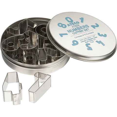 Ateco 7802 Plain Edge Small Numbers Cookie Cutter Set, 9-Piece Stainless Steel, 1-1/2" High