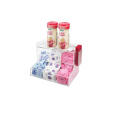 Cal-Mil 786 Classic Coffee Condiment Organizer - 4-Section Clear Acrylic, 12" x 8" x 9-1/4"H