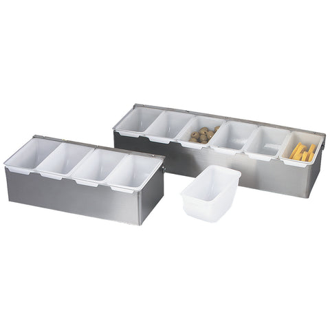 Browne USA Foodservice 79303 6-Compartment Bar Caddy Condiment Tray with 1-Pint Plastic Inserts