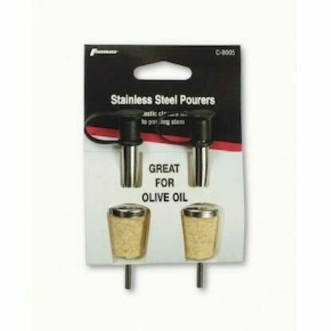 Franmara 8005-C 4-1/16" Stainless Steel Liquor Bottle Pourer, 2-Pack