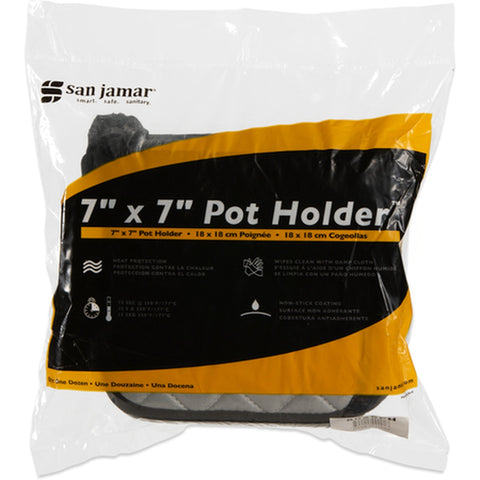 San Jamar 802SPH 7" x 7" Silver Silicone Coated Pot Holder