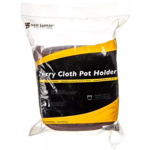 San Jamar 802TPH Terry Cloth Pot Holder 8" x 8" Brown