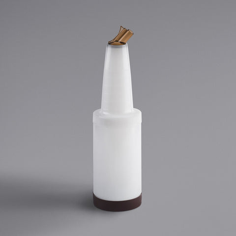TableCraft 8032BR PourMaster Complete 1 Qt. Plastic Pour Bottle with Brown Spout and Cap