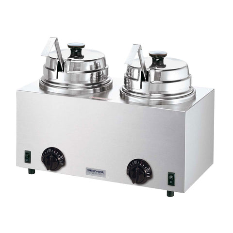 Server Products 81220 Twin FS Countertop Hot Topping Warmer with Ladles