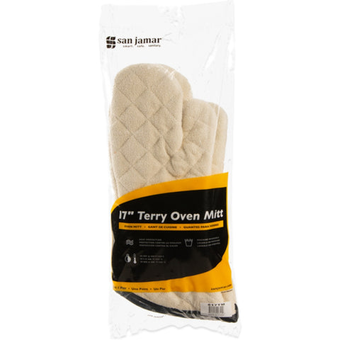 San Jamar 817TM 17-Inch Terry Oven Mitt - Tan