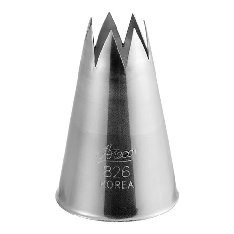 Ateco 826 Open Star Piping Tip - Stainless Steel, 1/2" Opening Diameter