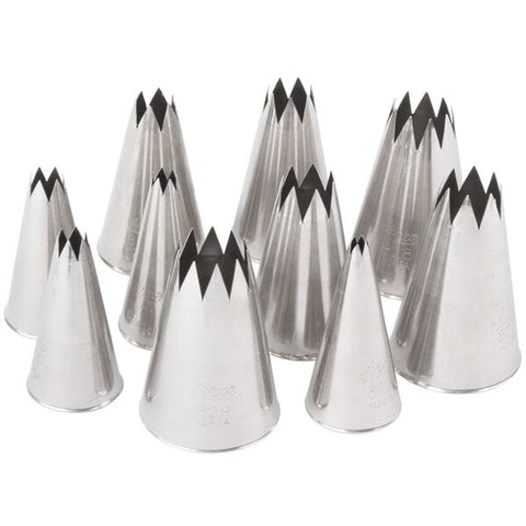 Ateco 830 10-Piece Stainless Steel Open Star Piping Tip Decorating Set