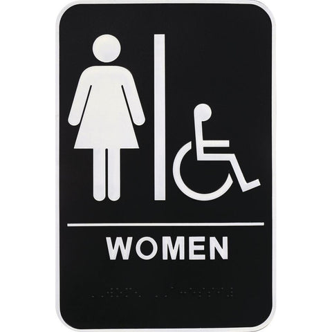 Hillman 844150 ADA Women's Handicap Accessible Restroom Sign with Braille, 6" x 9"