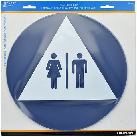 Hillman 844607 Triangle and Circle Unisex Restroom ADA Braille Sign, 12"