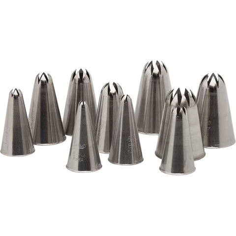 Ateco 850 10-Piece Closed Star Stainless Steel Pastry Tube Set