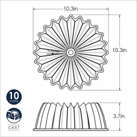 Nordic Ware 85777 Brilliance Bundt Pan, 10-Cup Cast Aluminum Cake Pan