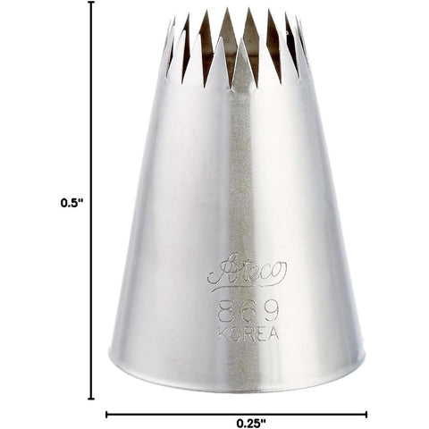 Ateco 869 French Star Pastry Tube - Size 9 Stainless Steel Piping Tip