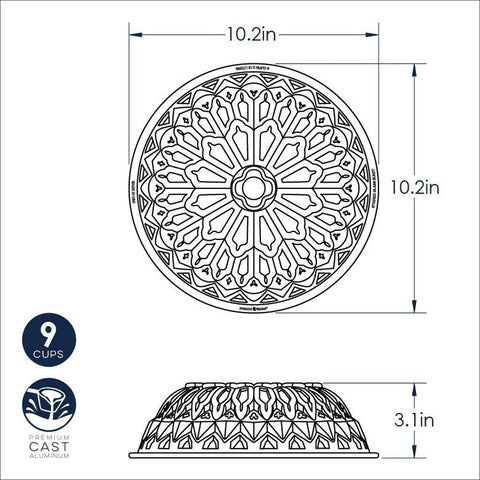 Nordic Ware 88737 Stained Glass Bundt Pan, 9-Cup Cast Aluminum