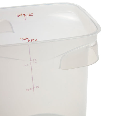 Cambro 8RFSPROPP190 CamRounds FreshPro 8 Qt Translucent Round Polypropylene Food Storage Container