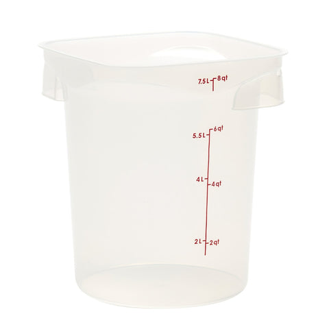 Cambro 8RFSPROPP190 CamRounds FreshPro 8 Qt Translucent Round Polypropylene Food Storage Container