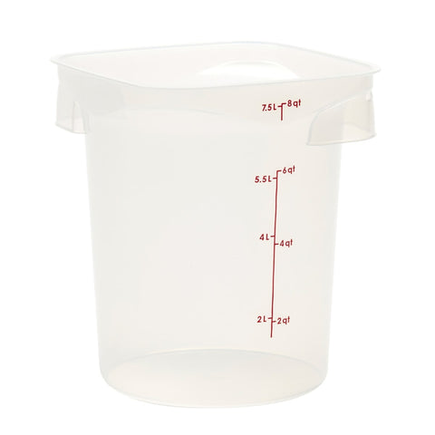 Cambro 8RFSPROPP190 CamRounds FreshPro 8 Qt Translucent Round Polypropylene Food Storage Container