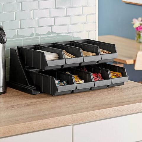 Cambro 8RS8110 Black Versa Self-Serve Condiment Bin Organizer with 8 Bins