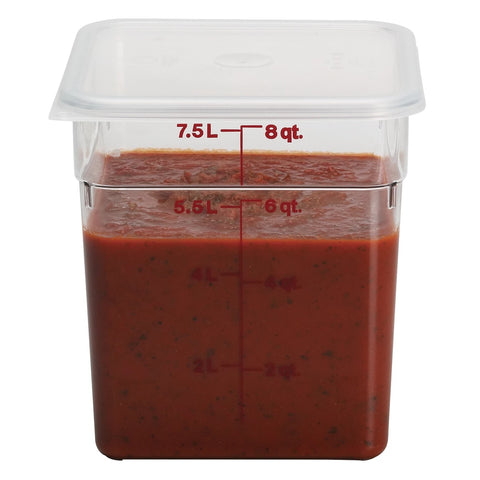 Cambro 8SFSCW135 CamSquares Classic 8 Qt Clear Square Polycarbonate Food Storage Container