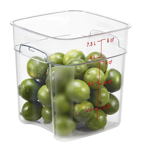 Cambro 8SFSPROCW135 CamSquare FreshPro 8 Qt. Clear Square Polycarbonate Food Storage Container