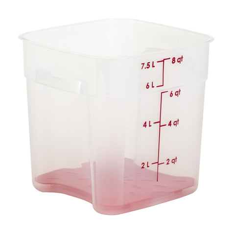 Cambro 8SFSPROPP190 CamSquares FreshPro 8 Qt. Translucent Square Polypropylene Food Storage Container