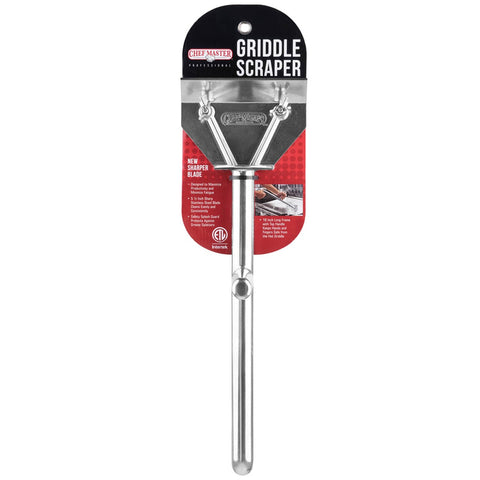 Chef Master 90002 Premium Griddle Scraper with Splash Guard, 18" Aluminum Frame