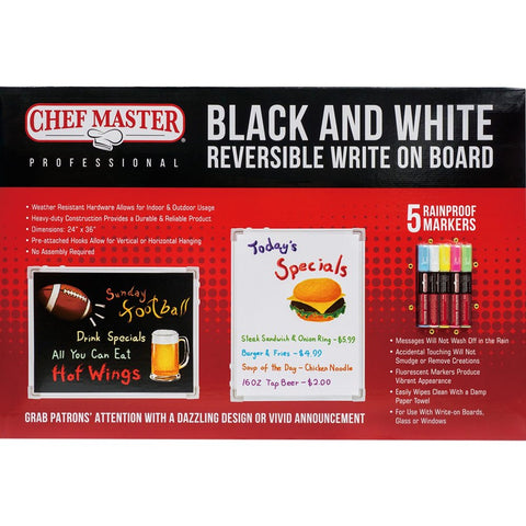 Chef Master 90031 Double-Sided Reversible Write-On Marker Board, 24" x 36"