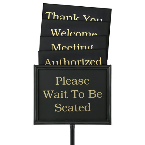 Chef Master 90033 Classic Black Hostess Sign Stand with 15 Messages, 60"H