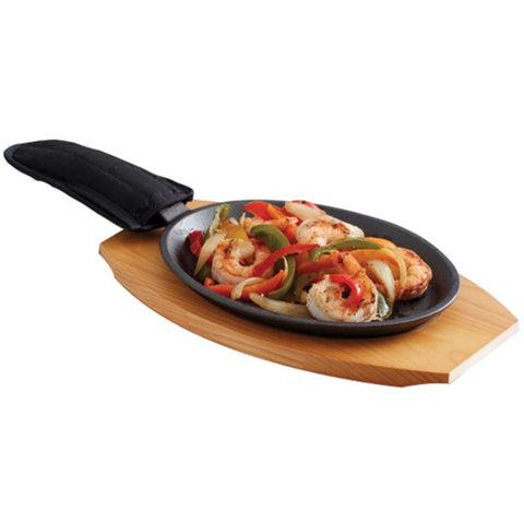 Chef Master 90200 Oval Cast Iron Fajita Platter Set