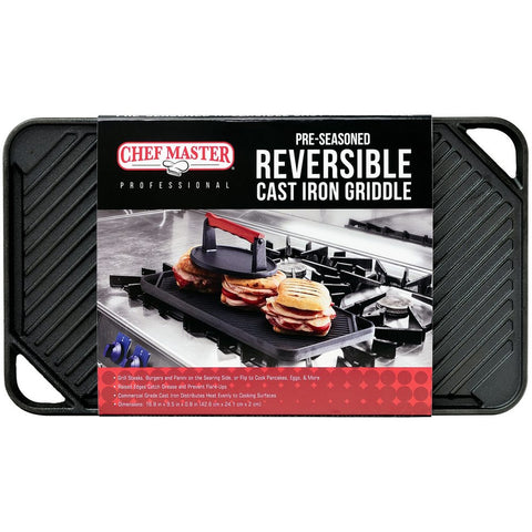 Chef Master 90202 Pre-Seasoned Reversible Cast Iron Griddle