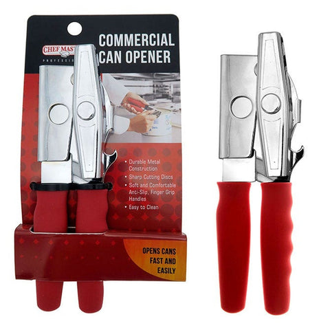 Chef Master 90226 Commercial Can Opener with Red Grip Handles