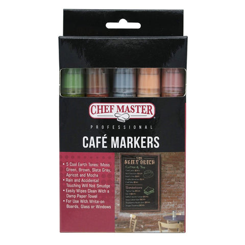 Chef Master 90245 Professional Café Markers - Pack of 5 Earth Tone Colors